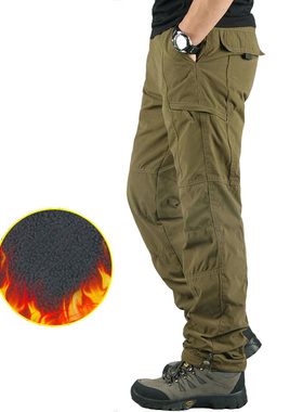 Men's Cargo Pants Thick Fleece Multi Pockets Militar