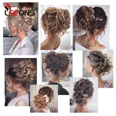 Synthetic Hair Bun Brown Blonde Curly Chignon Messy Bun Comb