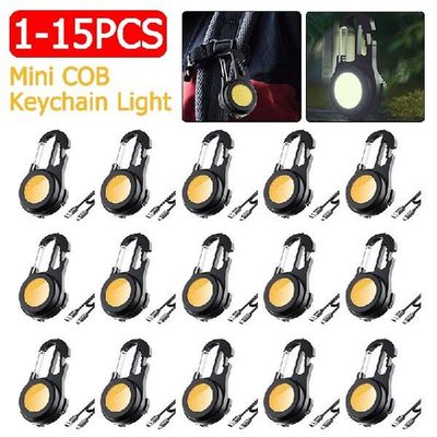 1-15pc Mini Portable Pocket Flashlight COB LED Keychain