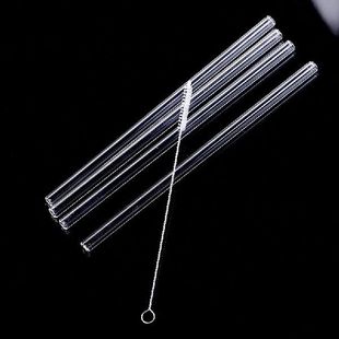 Glass Sucker Straight With Tube Drinking Reusable Straw