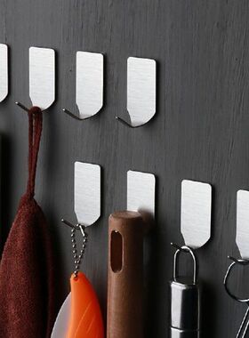 8 Pcs Bathroom Stainless Steel 3M Adhesive Sticky Hooks