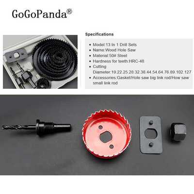 Free Shipping 13Pcs/lot DIY Wook Hole Saw Drill Bit Set for
