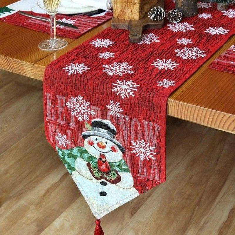 33*183cm christmas table runner with tassel cotton linen
