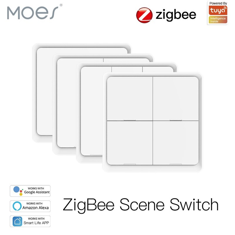 Moes 4 Gang Tuya ZigBee Wireless 12 Scene Switch Push Butto