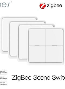 Moes 4 Gang Tuya ZigBee Wireless 12 Scene Switch Push Butto
