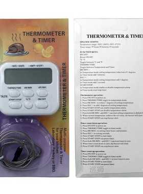 Food Thermometer Digital Cable Sensor Temperature Alarm Time