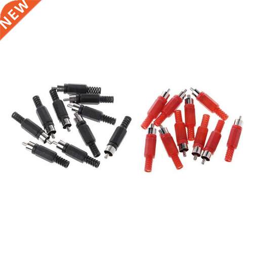 20 Pcs Black Red Solder RCA Male Plug Audio Video Adapter Co