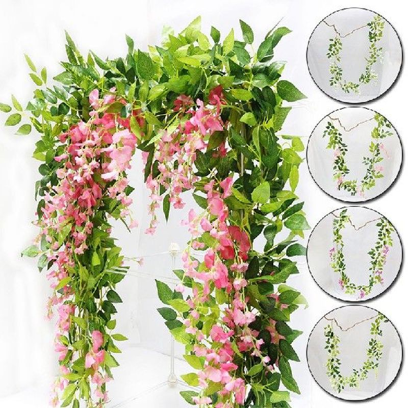 2M Artificial Wisteria Rattan DIY Garland Hanging Flower