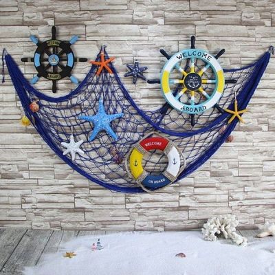Mediterranean Sea Style Decorative Fish Net With Sea Shells