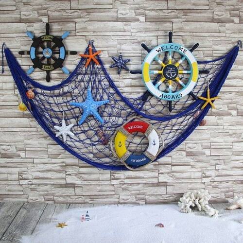Mediterranean Sea Style Decorative Fish Net With Sea Shells