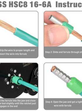 Ferrule Crimping Tool Ratcheting Self-adjustable crimping pl