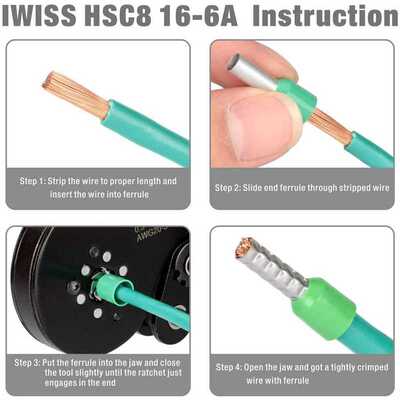 Ferrule Crimping Tool Ratcheting Self-adjustable crimping pl