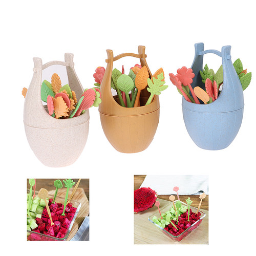 16pcs  Fruit Fork Fruit Toothpick Lunch Cake Dessert Pick