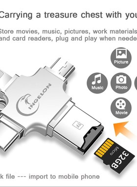 Ingelon Sd-Card-Reader Microsd Phone Metal Memory for Ios 6/