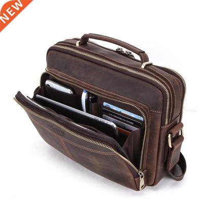 Crazy Horse Cowhide Men Briefcase Genuine Leather Man Crossb