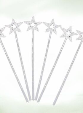 6 Pcs Wands Plastic Electroplating Pentagram Silver Angel