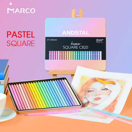 Marco Fashion Pastel Color Pencils SQUARE shape 12/24 Andst