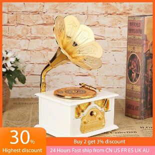Antique Classical Retro Horn Gramophone Music Box Antique