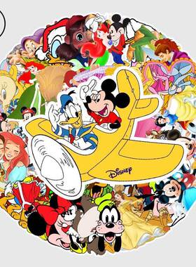 Disney 56pcs Princess Mickey Minnie Cartoon Stickers Skateb