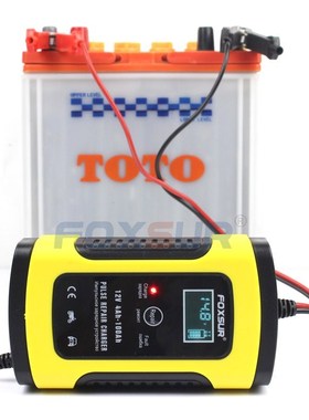 FOXSUR 12V 5A Pulse Battery Charger LCD Display, Motorcycl