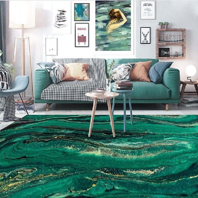 abstract emerald green carpet rock pattern living room
