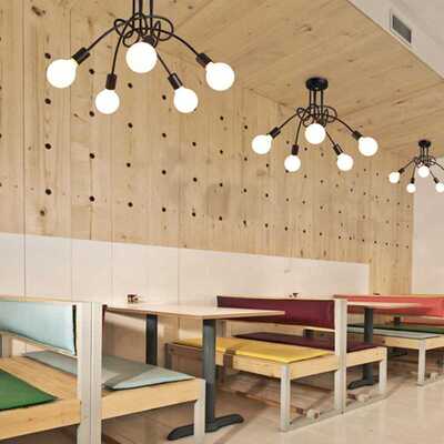 Iron Restaurant Chandelier 5 Heads Black Way Iron Spiral Des