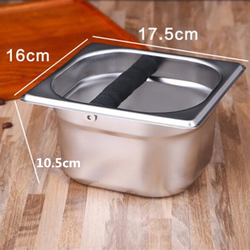 Stainless Steel Espresso Knock Box Container with Rubber Bar