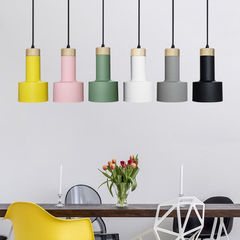 Designer Nordic LED Wood Pendant Lights Modern E27 hang lamp