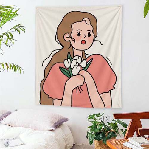 Tapestry Bedroom Decoration Wall-Hanging Illustration Nordic - 封面