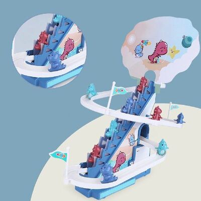 Electric Climbing Stairs Track Toys Rhubarb Dinosaur