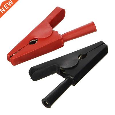 2Pcs Insulated Alligator Clips Test Crocodile Clamps Red Bla