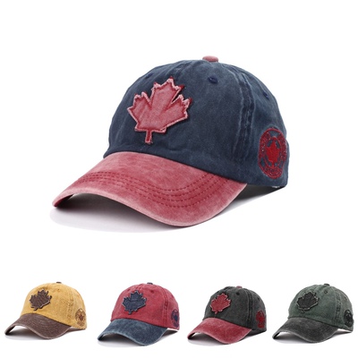 Washed Cotton Men Maple Leaf Baseball Cap For Women Snapback