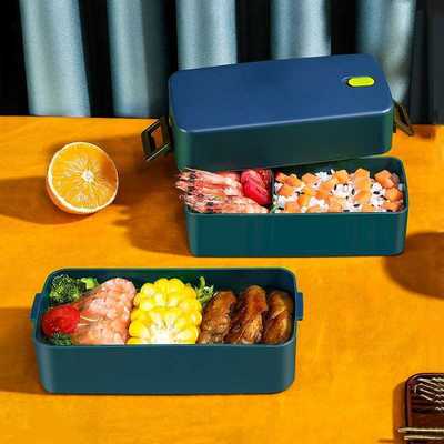 Lunch Box, 2-Layer Bento Box and Cutlery Set Lunch Boxes for