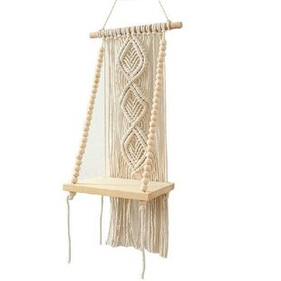 Rak Gantung Dinding Macrame Boho Rak Permadani Tenun Tangan