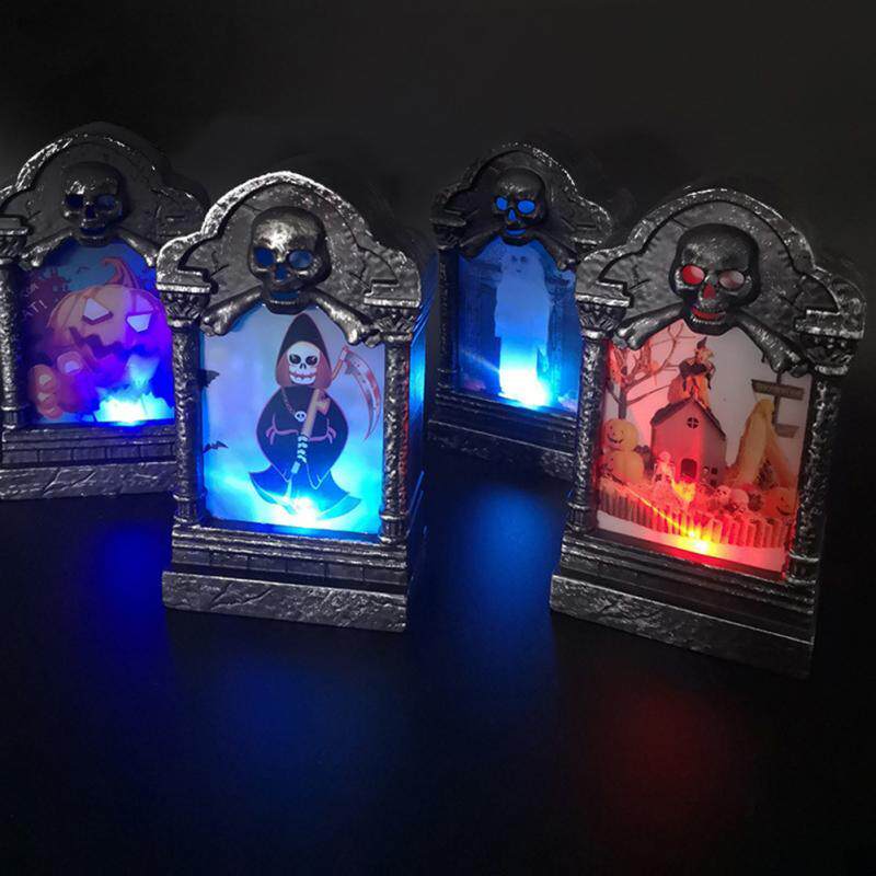 1pc halloween luminous led tombstone lamp retro simulation