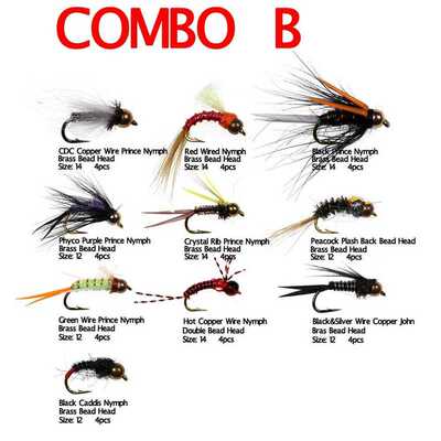 40PCS/Box Fishing Fly Set Stonefly Buzzers Beadhead Nymphs E