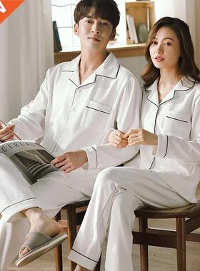 Winter 100% Cotton Couple Pajamas For Men and Women Full Sle