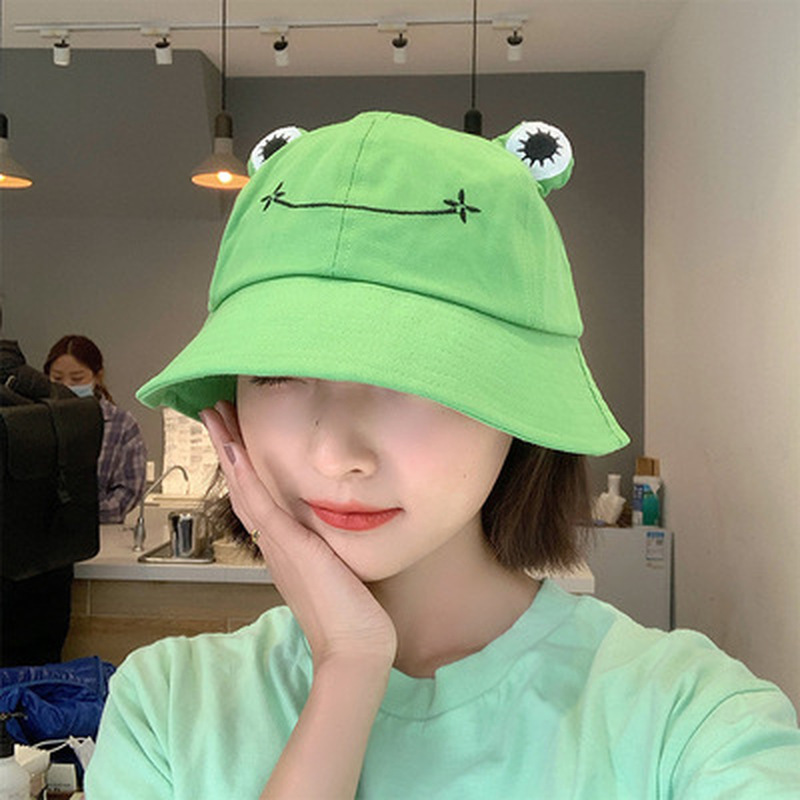 Fashion Frog Bucket Hat for Women Summer Autumn Plain Women