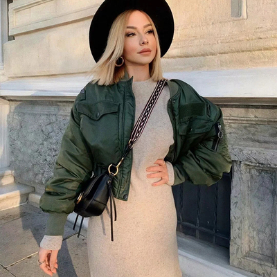 2020 stylish lady autumn winter za green short jackets women