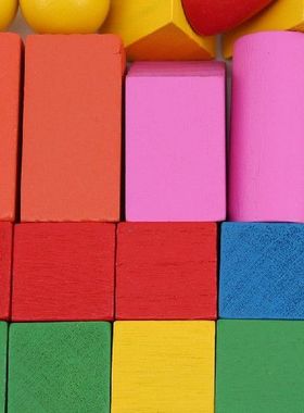 Teaching Aids Wooden Cube Ball Colorful Cylindrical Cuboid