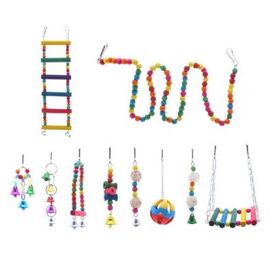 10 Pcs Bird Cage Toys For Parrots Reliable & Chewabl