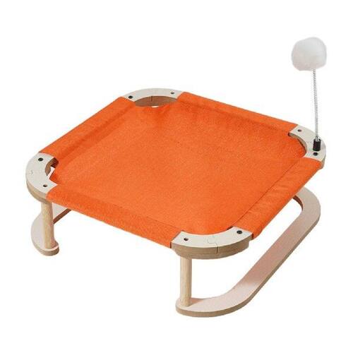Elevated Cat Bed House Cat Hammocks Bed Wood Cotton Linen