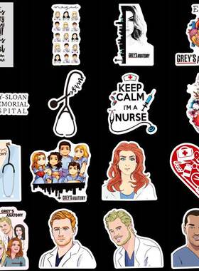 50Pcs TV Show Greys Anatomy Waterproof Stickers Kids Toy St
