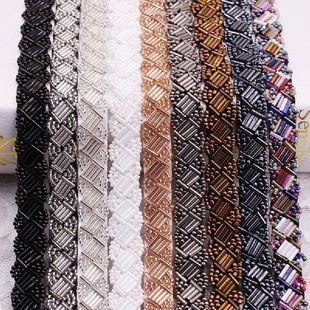 Nylon Acrylic Bead Trim Lace Fabric Coloful Garment Clothes