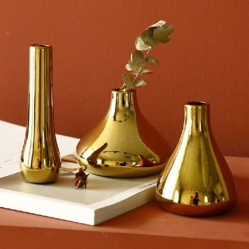 Nordic Home Office Desktop Decoration Luxury Vases Plated