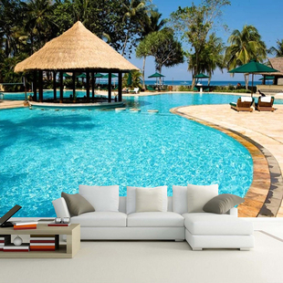 Pool Wallpaper Swimming Landscape Beach Custom Mural