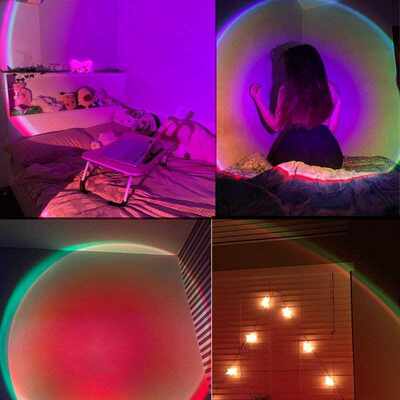 USB Rainbow Sunset Lamp APP Color RGB LED Night Light Room D