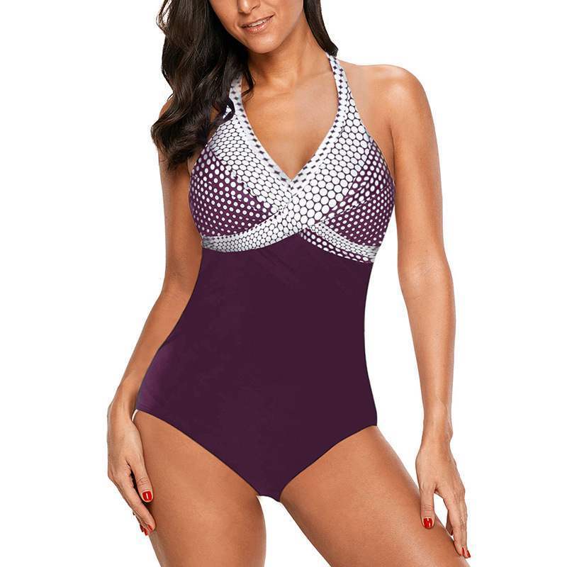 Summer one piece bathing suit deep V beach swimming连体泳衣