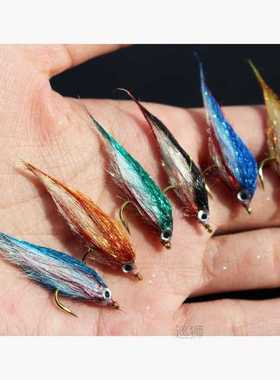 12 pcs Wounded Minnow Fly Ice Dub UV Polar Fry Slowly Sinkin