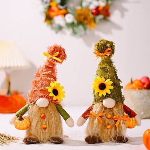 Harvest Festival Gnome Doll Ornament Sunflower Hat Holding
